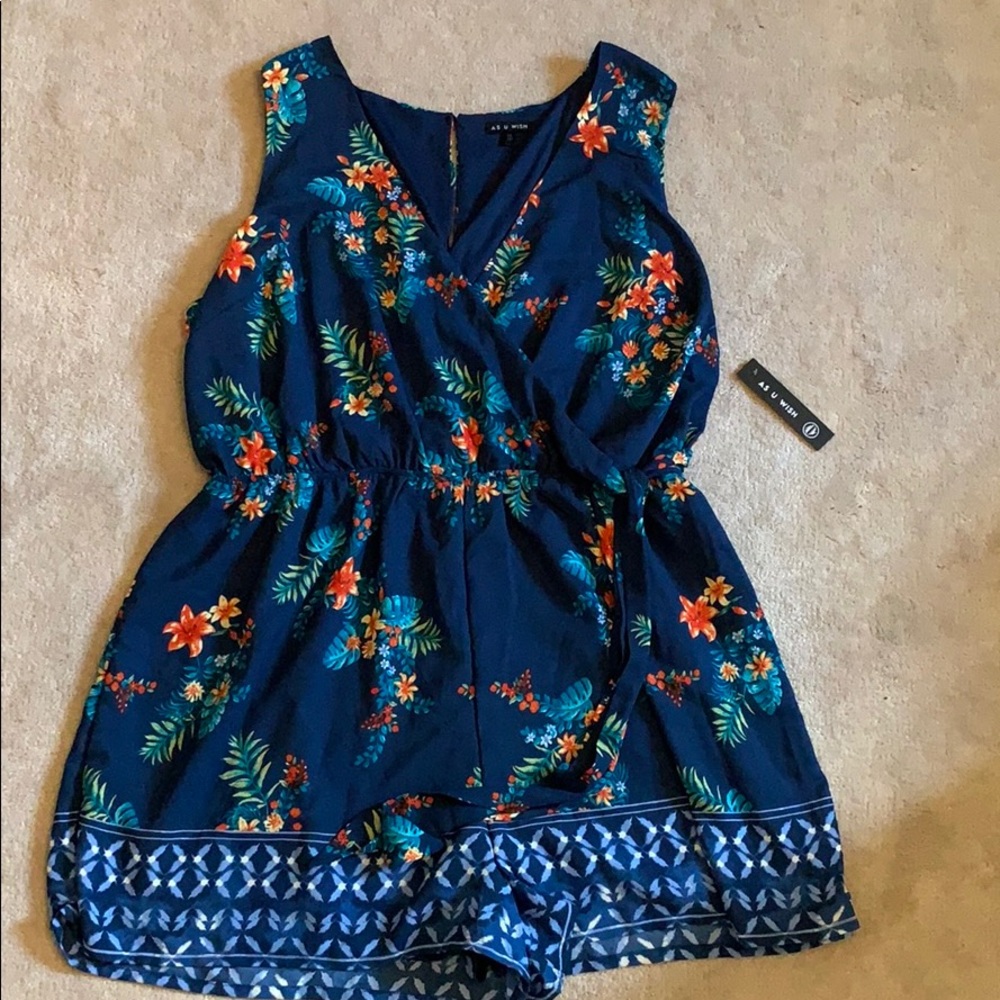 As U Wish 3X tropical print romper